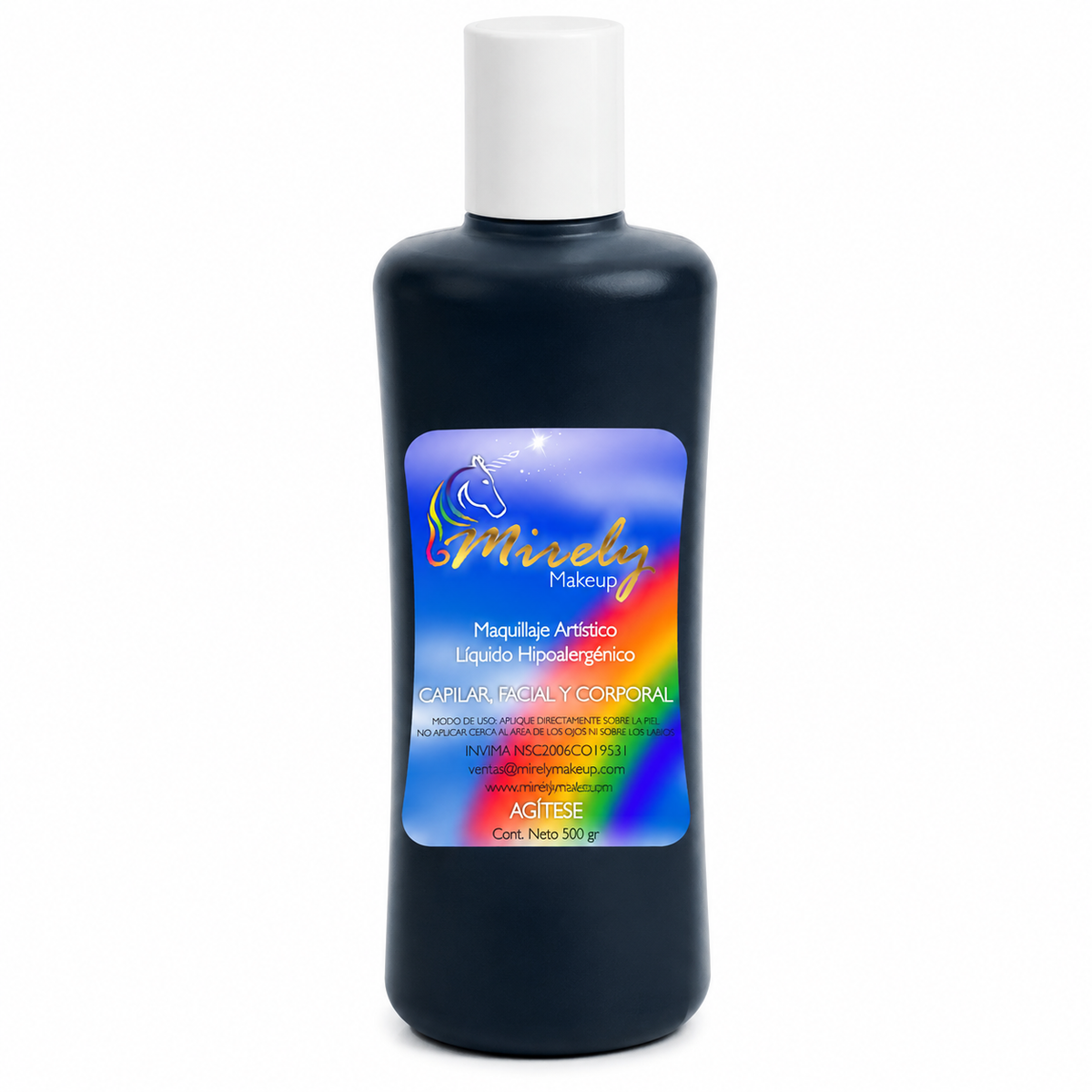 Base líquida artística Mirely Makeup 500 g color Negro