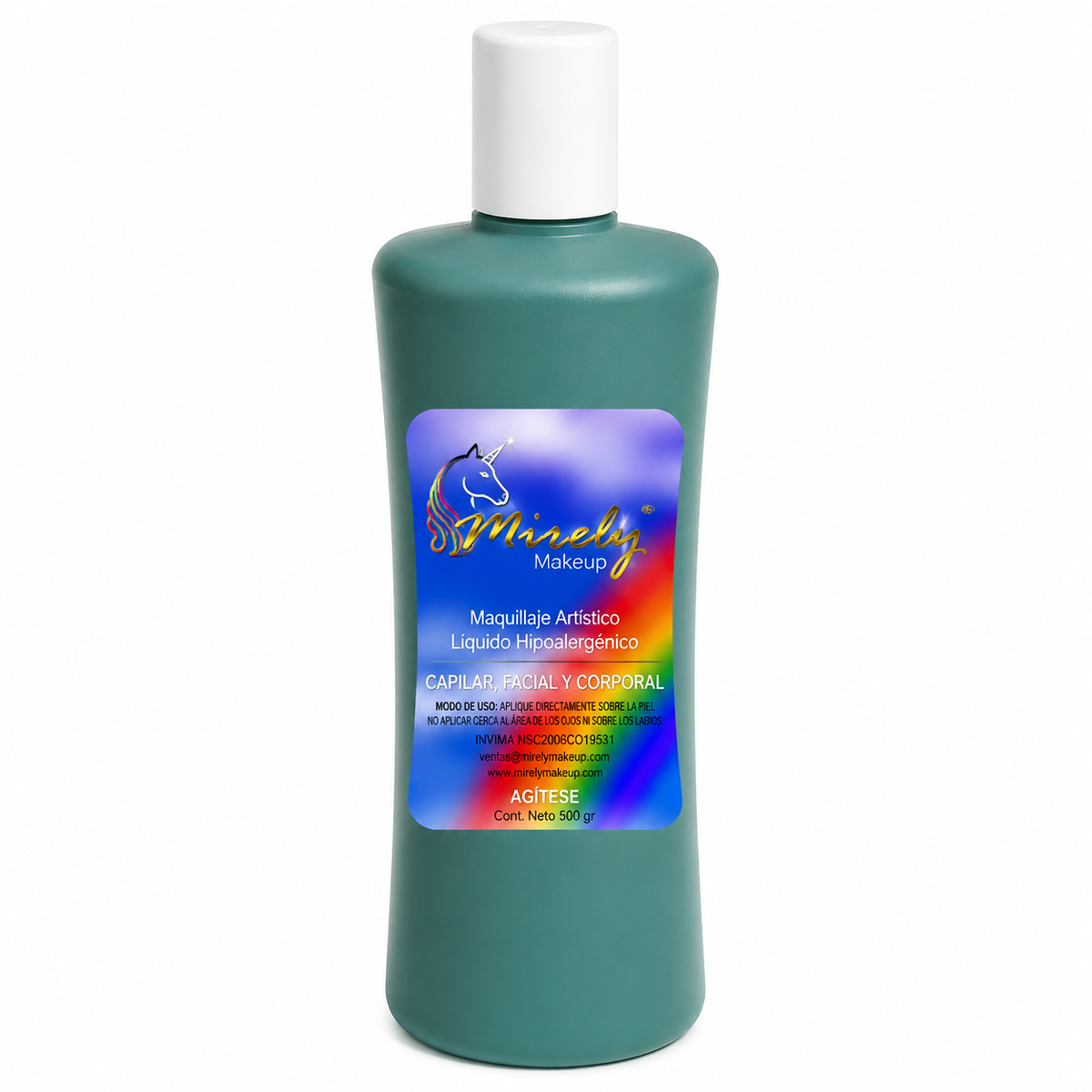 Base líquida artística Mirely Makeup 500 g color Verde