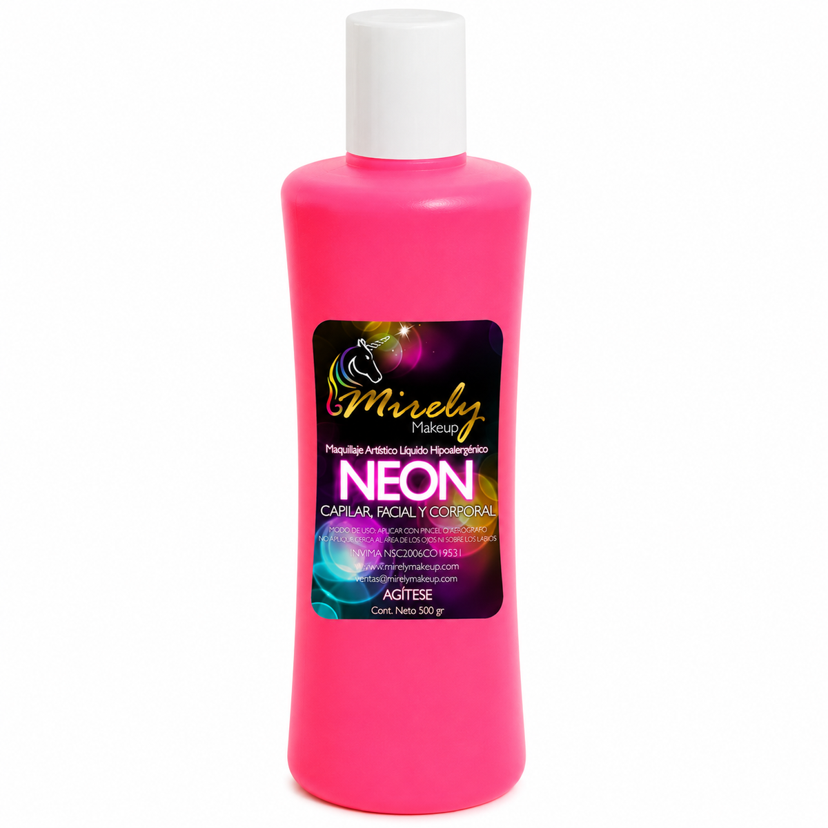 Base líquida artística Mirely Makeup 500 g color Rosado Neón