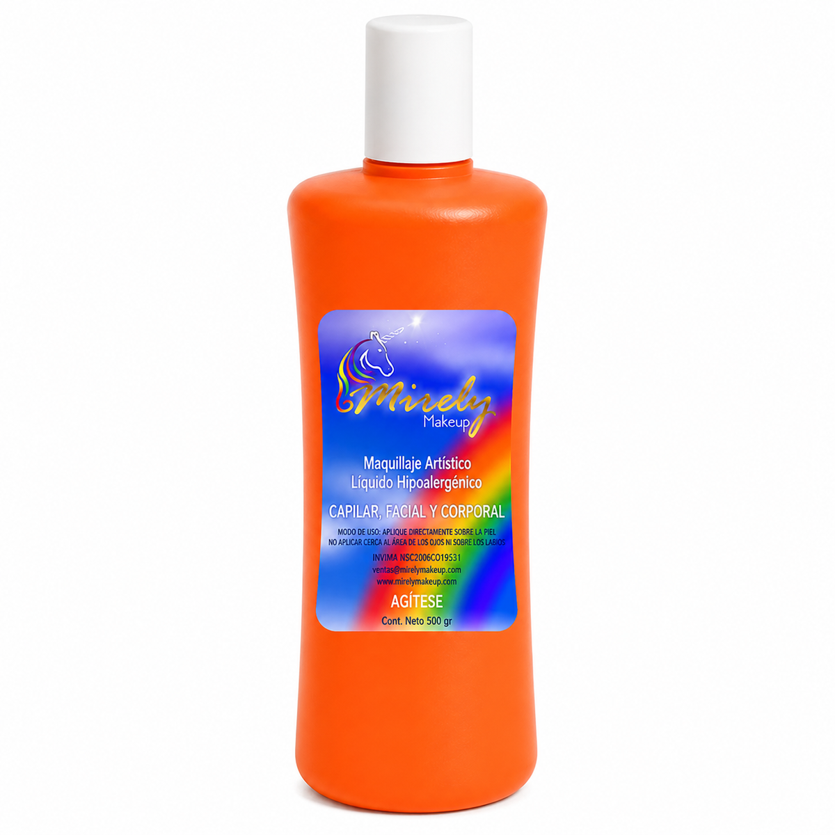 Base líquida artística Mirely Makeup 500 g color Naranja