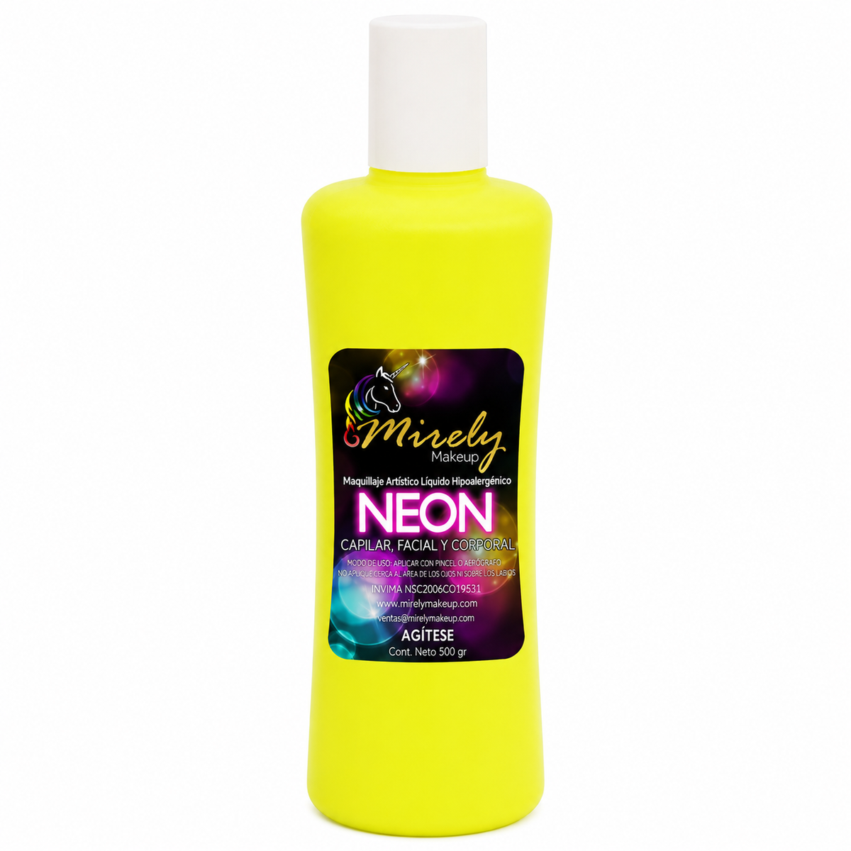 Base líquida artística Mirely Makeup 500 g color Amarillo Neón