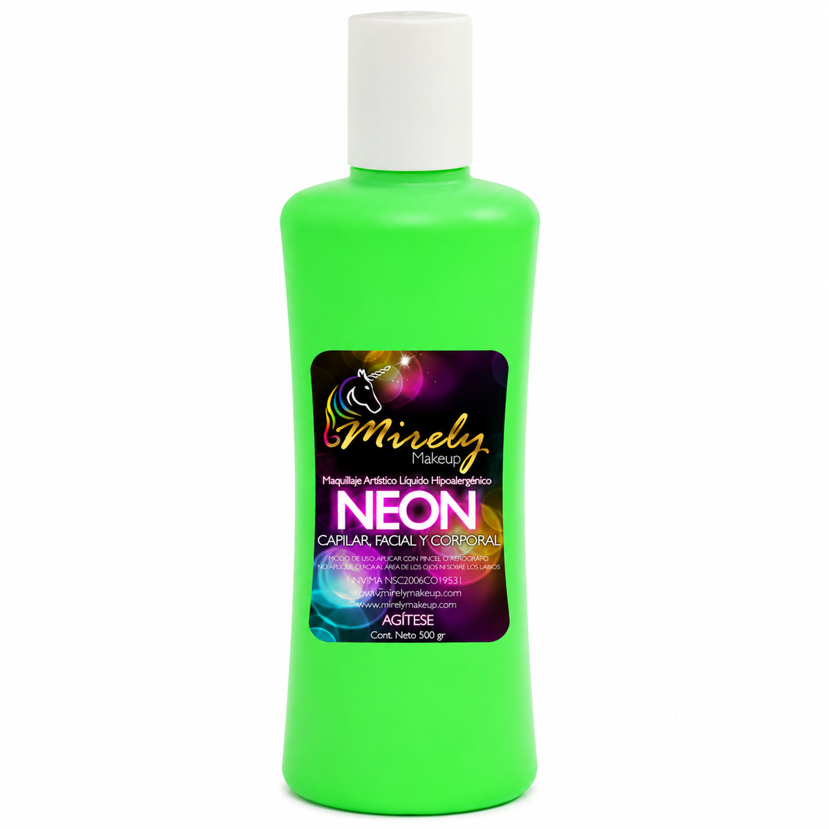 Base líquida artística Mirely Makeup 500 g color Verde Neón